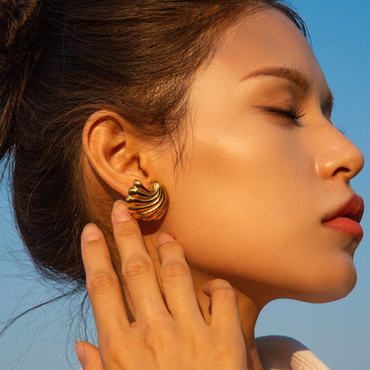 18K Gold Ocean Breeze Statement Stud Earrings