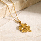 18K Gold Four Leaf Clover Necklace
