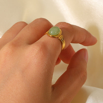 18K Gold Color Gemstone Statement Ring