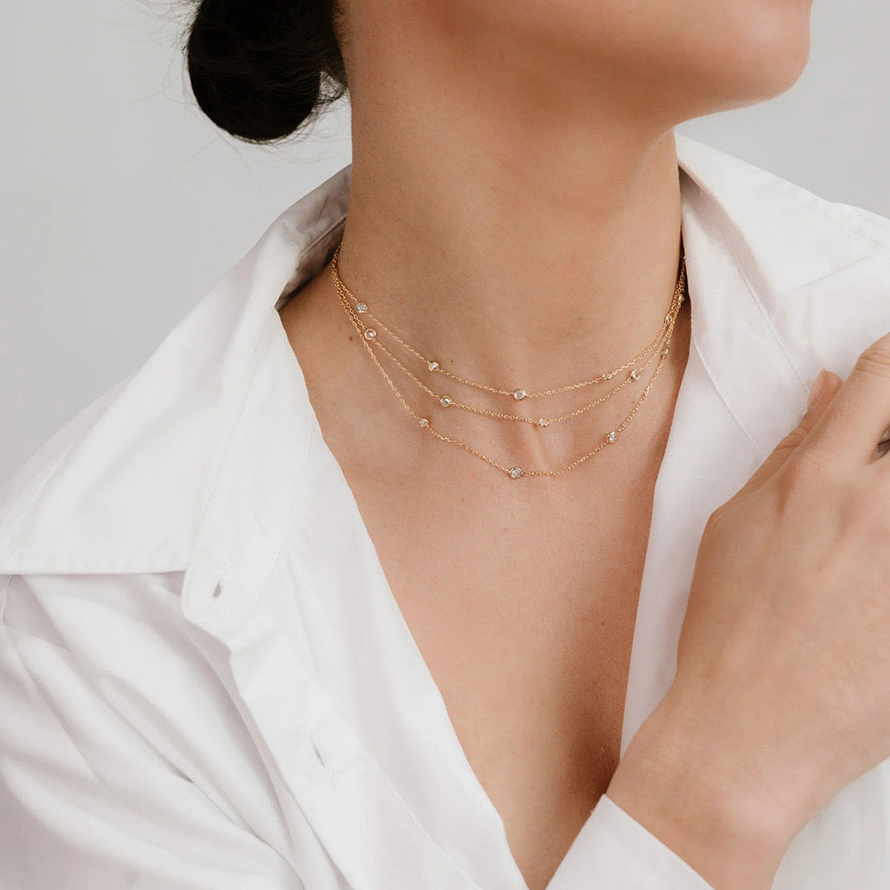 18K Gold Star Sprinkle Chain Layered Necklace Choker