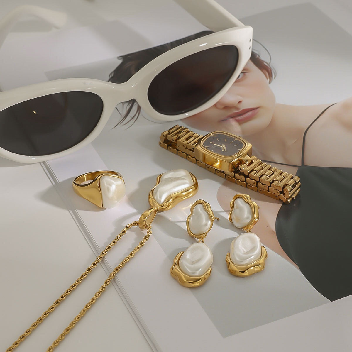 18K Gold Eternal Grace Baroque Pearl Dangle Earrings
