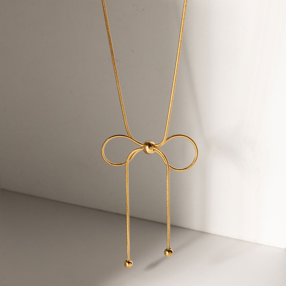 18K Gold Bow Rope Necklace