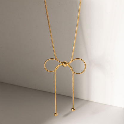 18K Gold Bow Rope Necklace