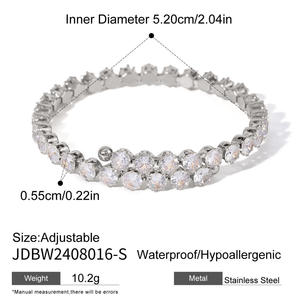 18K Gold Empire Glam CZ Bangle Bracelets Stack