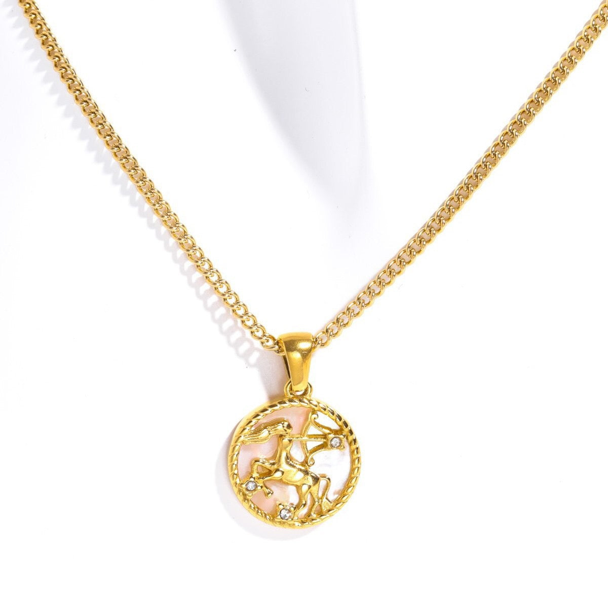 18K Gold Zodiac Astrology Sign Pendant Necklace