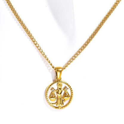 18K Gold Zodiac Astrology Sign Pendant Necklace