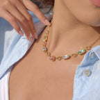 18K Gold Summer Spritz Color Gem Statement Chain Necklace