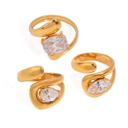 18K Gold Eternal Spark Statement CZ Cuff Ring