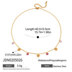 18K Gold Bling Love Letter Pink Jewel Paperclip Chain Layered Necklace Set
