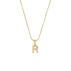 18K Gold Pearl Initial Pendant Necklace
