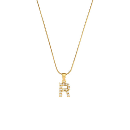 18K Gold Pearl Initial Pendant Necklace