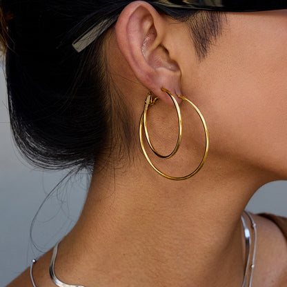 18K Gold and Silver Minimalist Essential Hoop Huggie Earrings