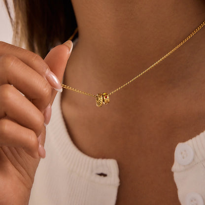 18K Gold Quiet Joy Dainty Ring Pendant Necklace