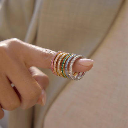 18K Gold and Silver Gem Palette Eternity Ring