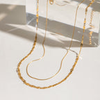 18K Gold Afterglow Dainty Double Chain Layered Necklace