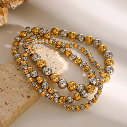 18K Gold and Silver Two Tone Essential Beaded Bracelet