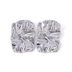 18K Gold Textured Plate Statement Stud Earrings
