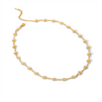 18K Gold White Daisy Flower Chain Bracelet & Necklace Set