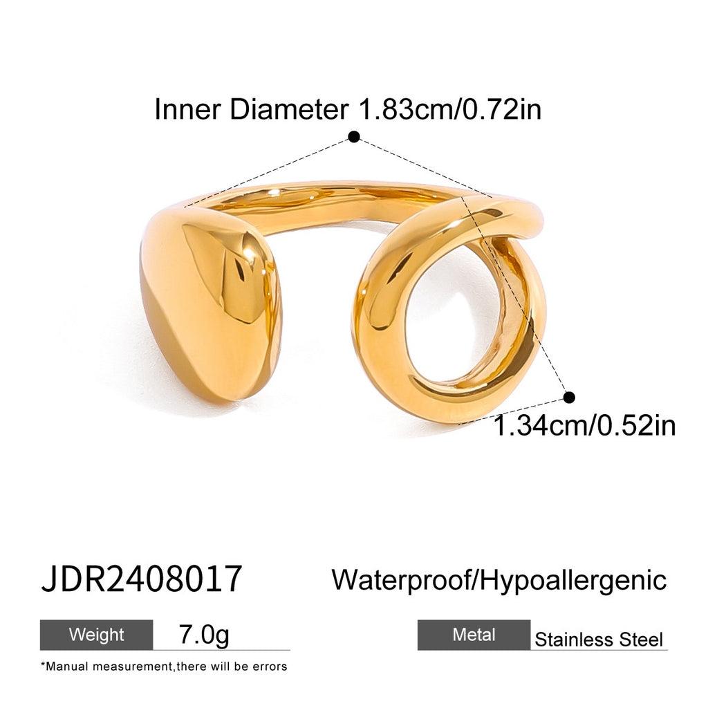 18K Gold Smooth Geometric Statement Cuff Ring