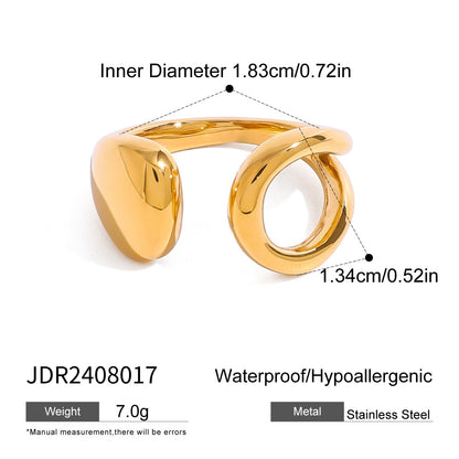 18K Gold Smooth Geometric Statement Cuff Ring