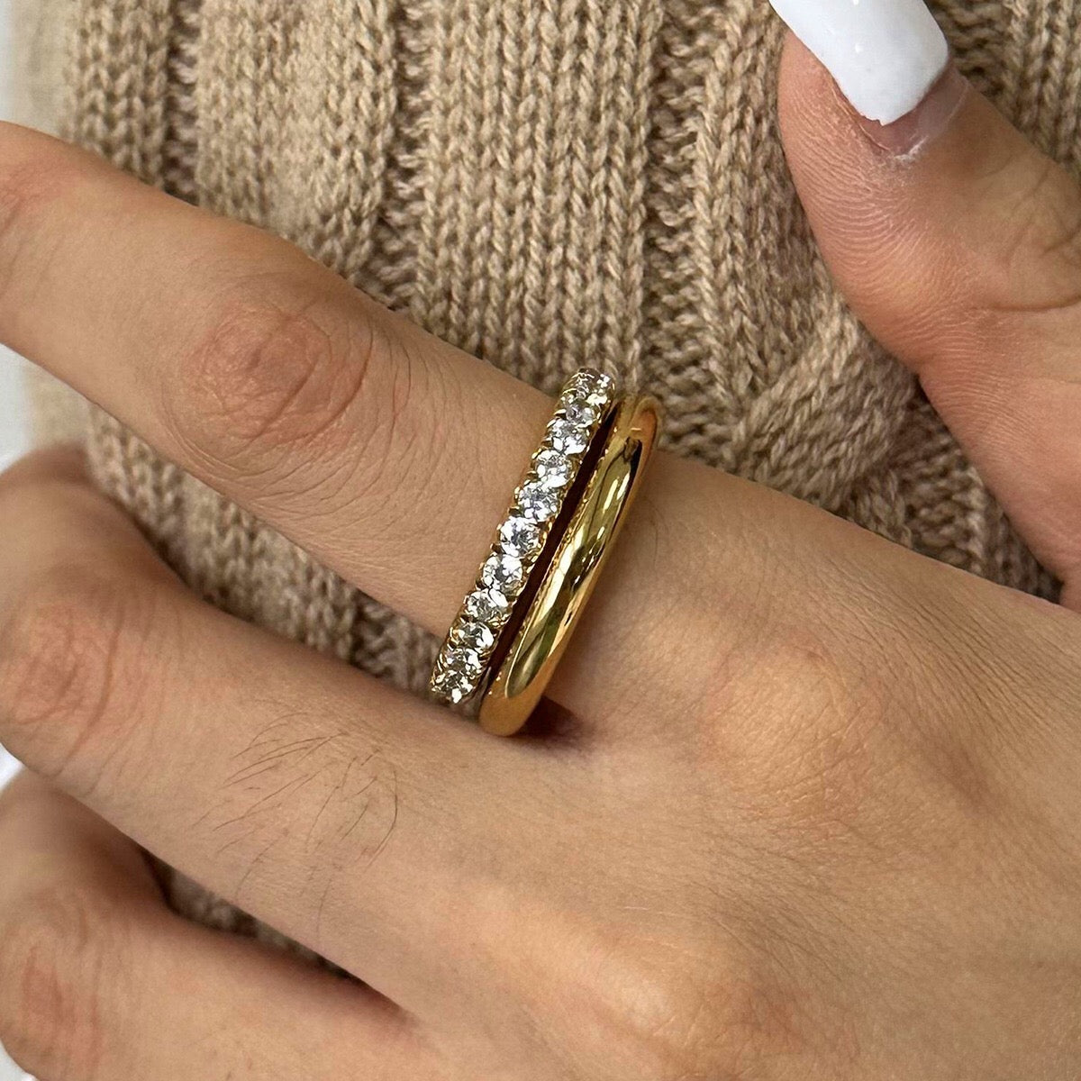 18K Gold Bling Stacking Ring