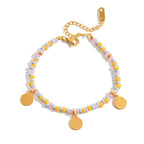 18K Gold Pastel Color Beaded Chain Bracelet