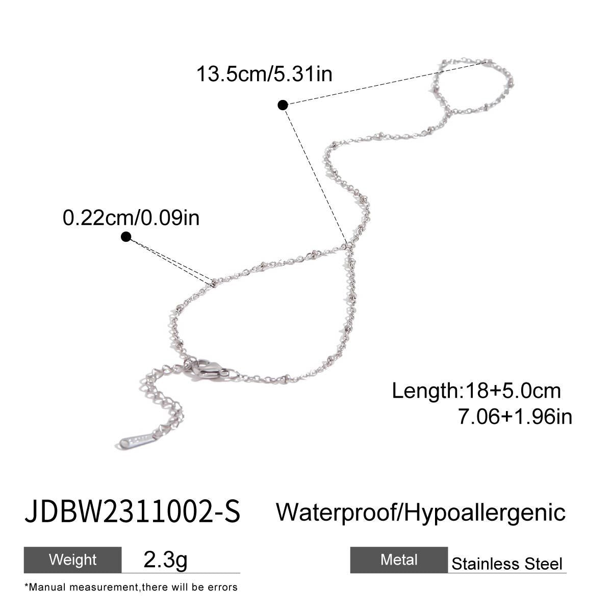 18K Gold Silver Waterproof Minimalist Hand Chain Jewelry Bracelet