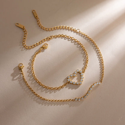 18K Gold Bliss Pave Heart Dainty Bracelet