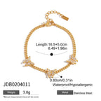 18K Gold Luxury Pink Butterfly Dainty Tennis Chain Bracelet Stack