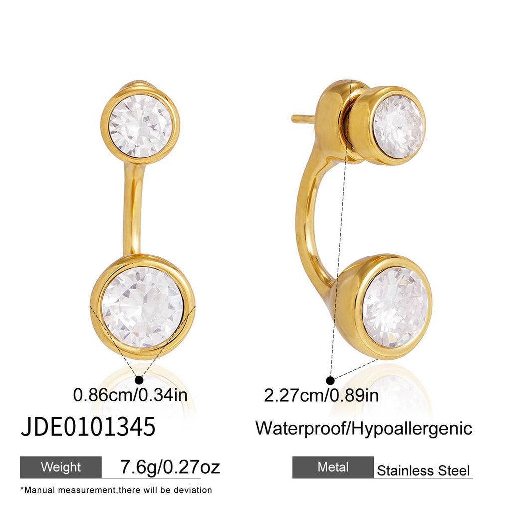 18K Gold and Silver Twin Flame Bezel Jacket Earrings