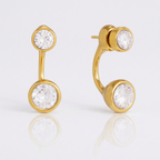 18K Gold and Silver Twin Flame Bezel Jacket Earrings