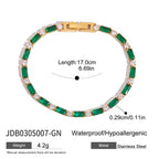 18K Gold Green Royale Emerald Tennis Chain Bracelet Stack