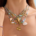 18K Gold Color String Ocean Themed Charm Necklace