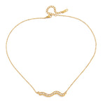 18K Gold Ocean Sway Pave Wave Dainty Pendant Necklace