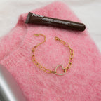 18K Gold Bling Heart Circle Chain Bracelet