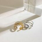18K Gold Bejeweled Safety Pin Cuff Stacking Ring