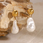 18K Gold Heiress Pearl Stud Dangle Earrings