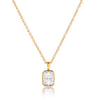 18K Gold Minimal Glow CZ Pendant Paperclip Beaded Chain Layered Necklace Set