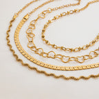18K Gold Heart Chain Trendy Everyday Bracelet Stack