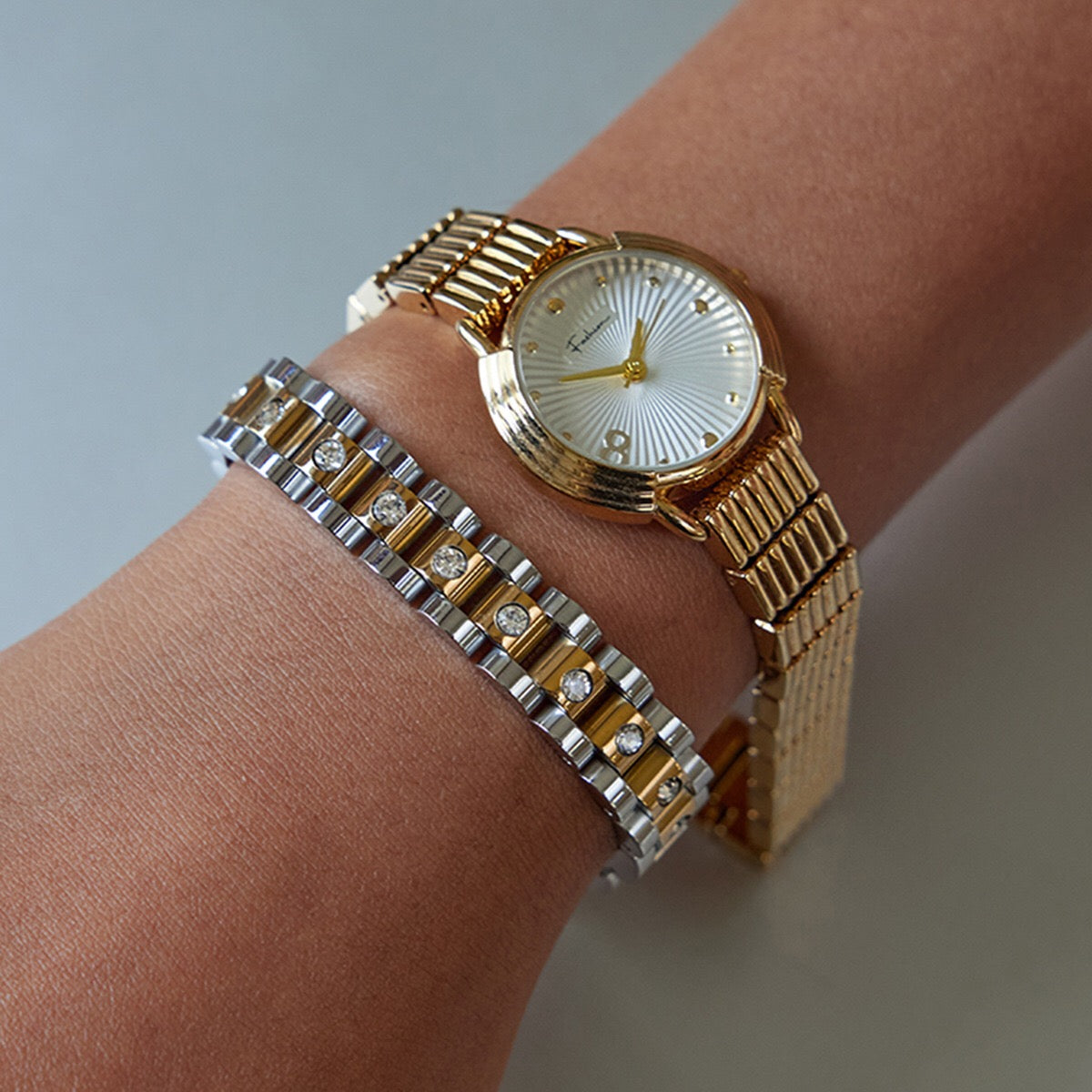 18K Gold Main Character Bling Watch Band Chain Bracelet