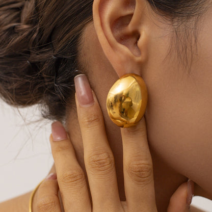 18K Gold Glamour Chunky Statement Stud Earrings