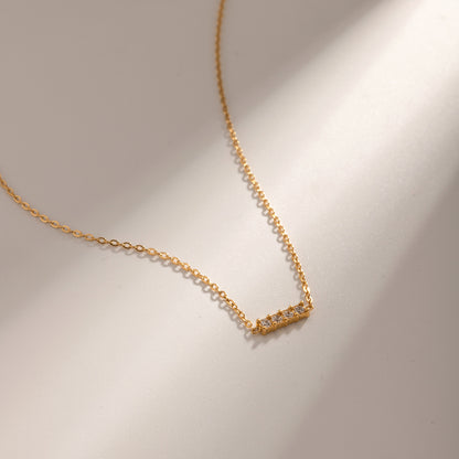 18K Gold Minimalist Bling Bar Pendnat Choker Necklace