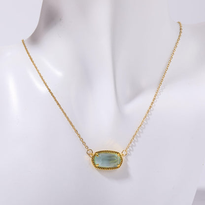 18K Gold Trendy Birthstone Pendant Necklace