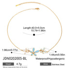 18K Gold Blue Flower Dainty Pendant Necklace