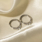 18K Gold Pearl Small Hoop Huggie Earrings