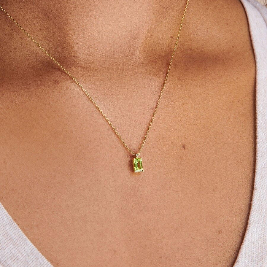 18K Gold Minimalist Birthstone Necklace