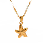 18K Gold Starfish Pendant Necklace