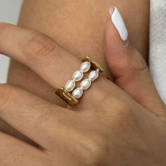 18K Gold Endless Muse Beaded Pearl Statement Ring