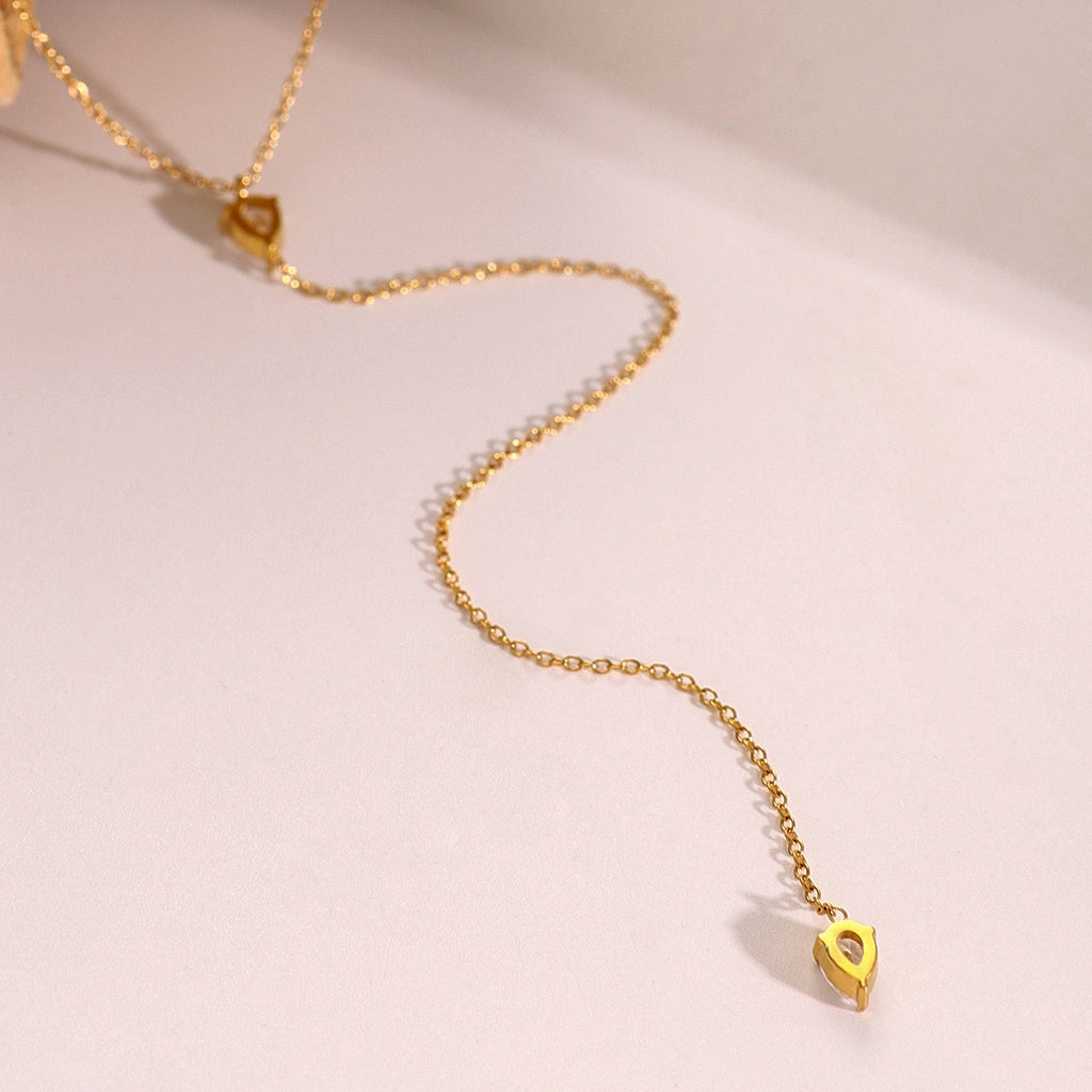 18K Gold Minimalist Lariat Necklace