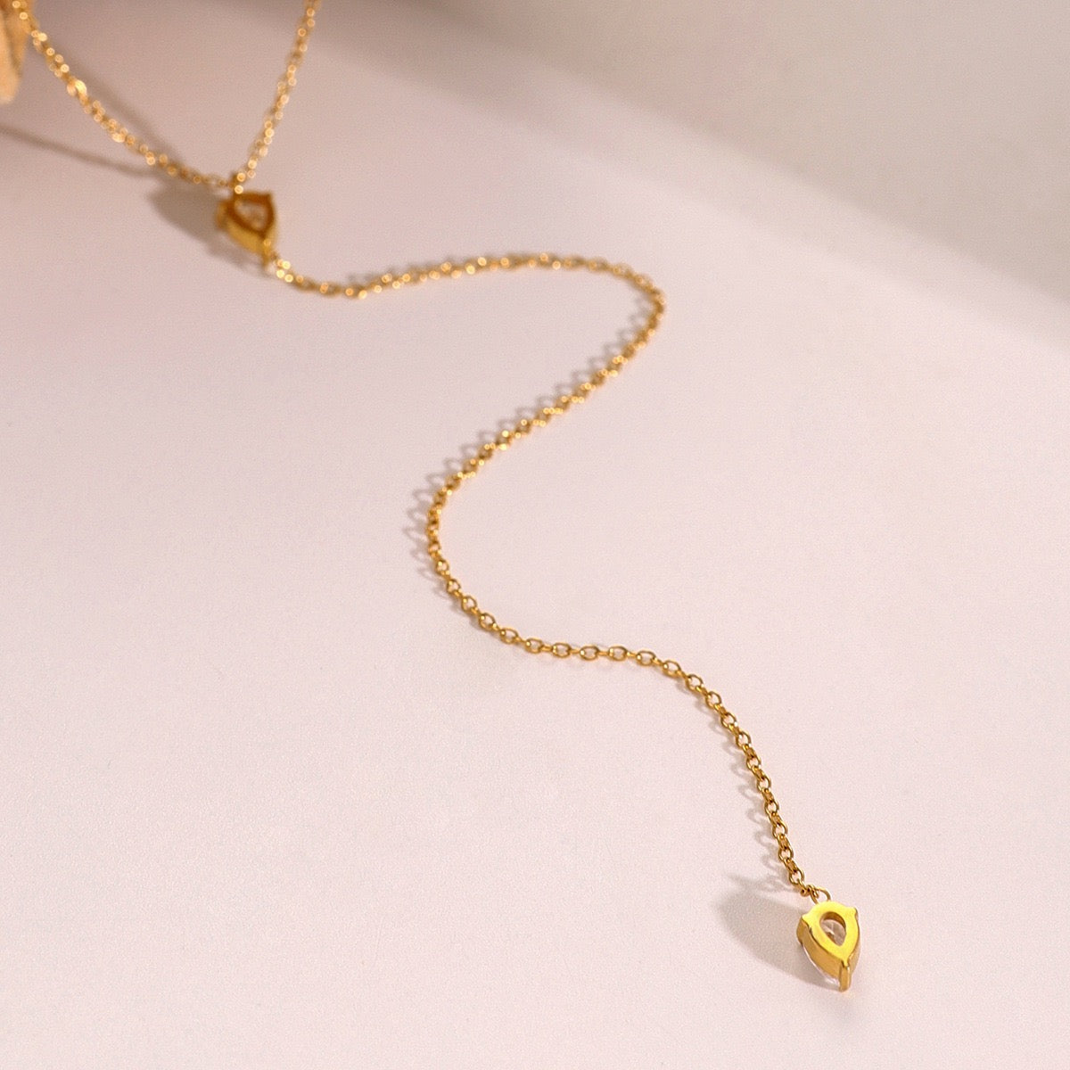 18K Gold Minimalist Lariat Necklace